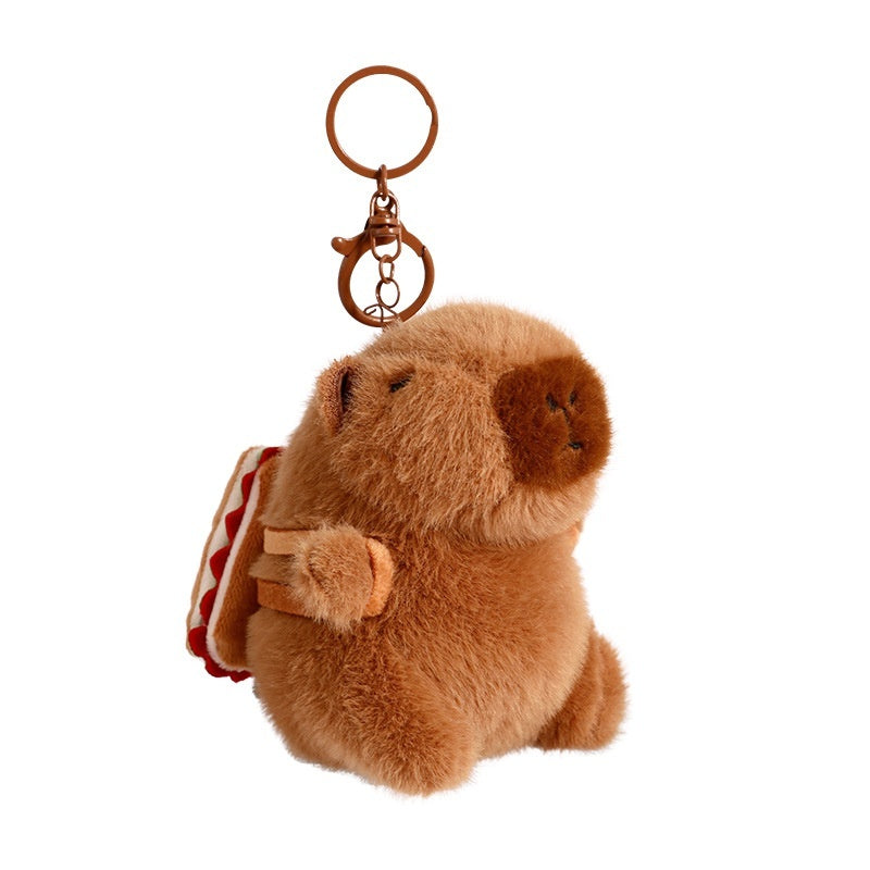 Cute Cartoon Plush Foodie Small Capybara Creative Car Key Ring