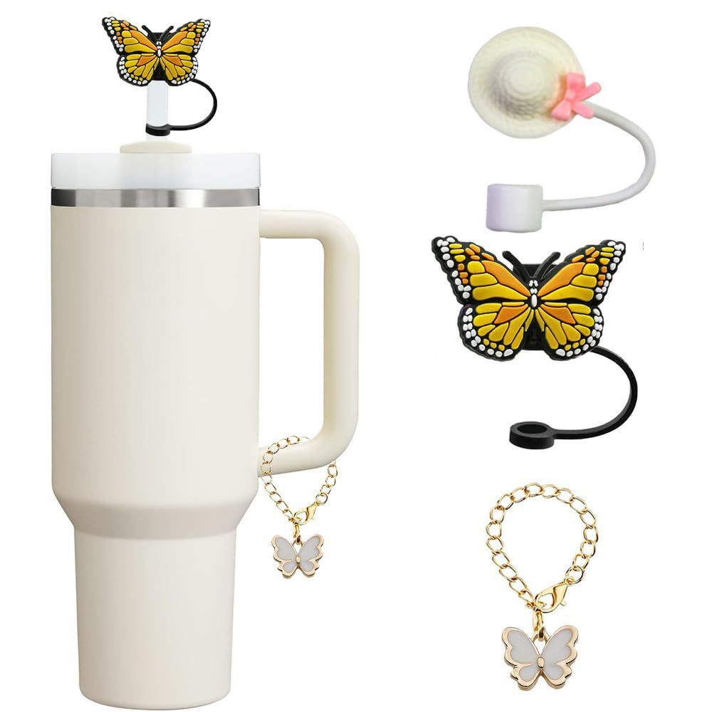 Cute Cartoon Butterfly Straw Mouthpiece Silicone Dust Protection Cap