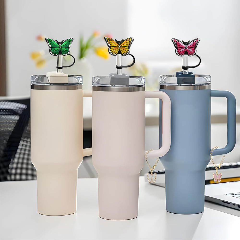 Cute Cartoon Butterfly Straw Mouthpiece Silicone Dust Protection Cap