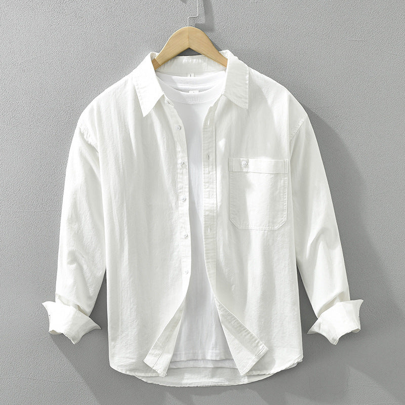Japanese Style Simple Long Sleeve Shirt Men's New Fashion Casual