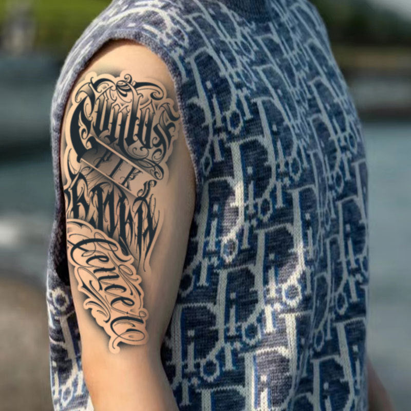 English Pattern Letters Tattoo Sticker Men's Waterproof And Durable Arm Back
