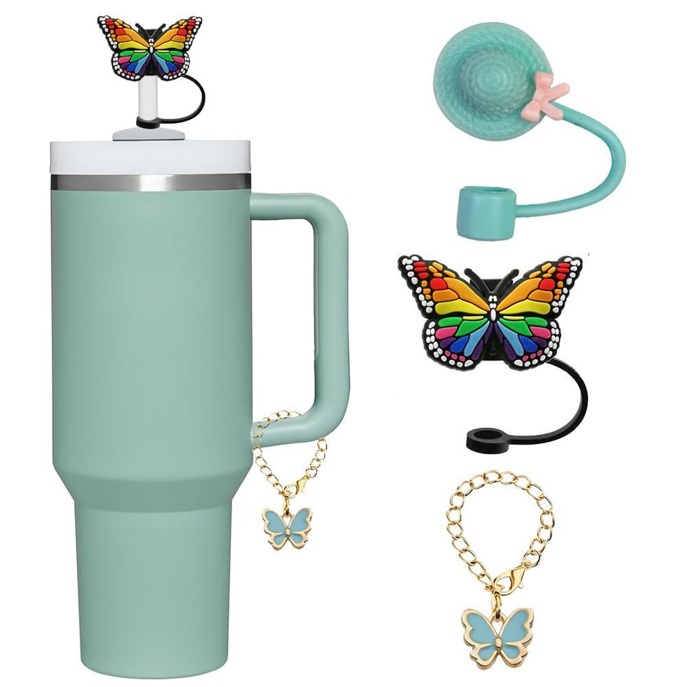 Cute Cartoon Butterfly Straw Mouthpiece Silicone Dust Protection Cap
