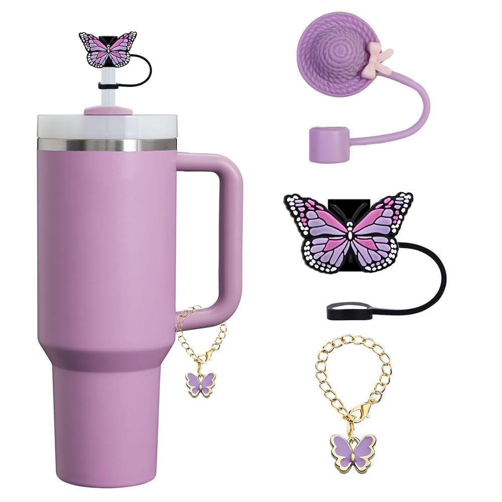 Cute Cartoon Butterfly Straw Mouthpiece Silicone Dust Protection Cap