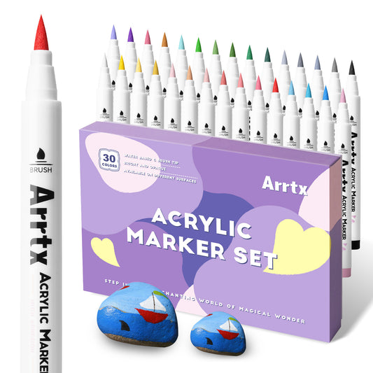 Acrylic Marker Pen Soft Head Purple 30 Colors Suit Waterproof Opaque Color Quick-drying Stackable Color