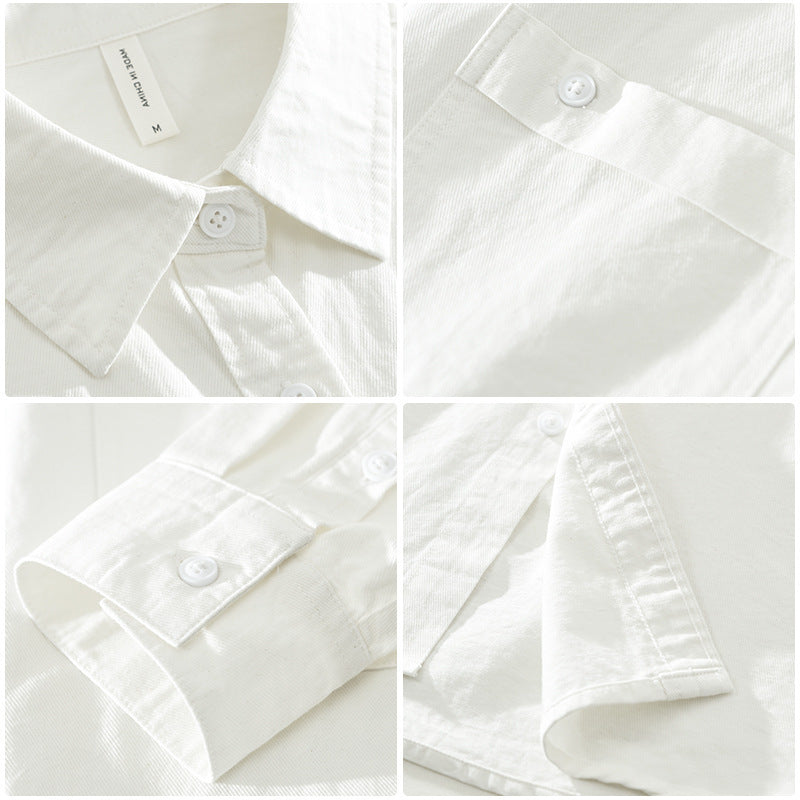 Japanese Style Simple Long Sleeve Shirt Men's New Fashion Casual