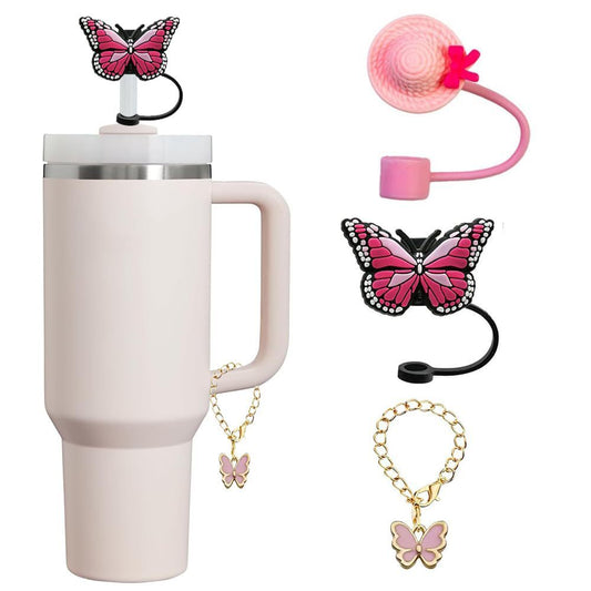 Cute Cartoon Butterfly Straw Mouthpiece Silicone Dust Protection Cap