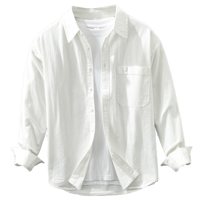 Japanese Style Simple Long Sleeve Shirt Men's New Fashion Casual
