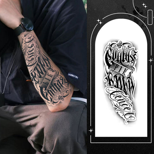English Pattern Letters Tattoo Sticker Men's Waterproof And Durable Arm Back