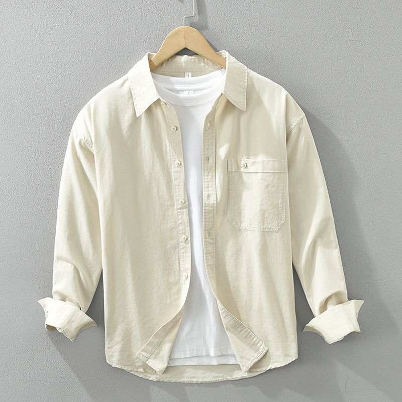 Japanese Style Simple Long Sleeve Shirt Men's New Fashion Casual