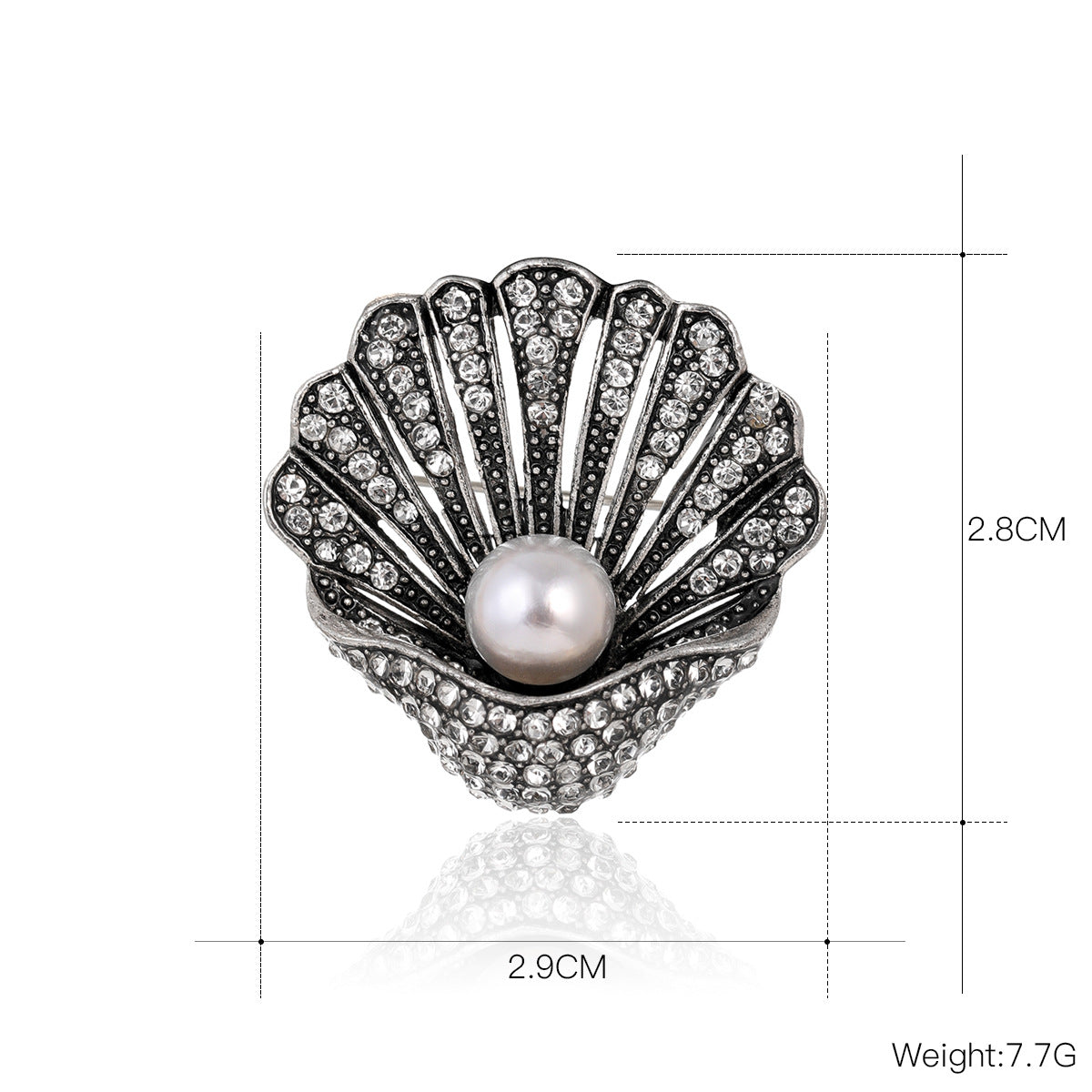 Fashion Vintage Rhinestone Pearl Shell Brooch