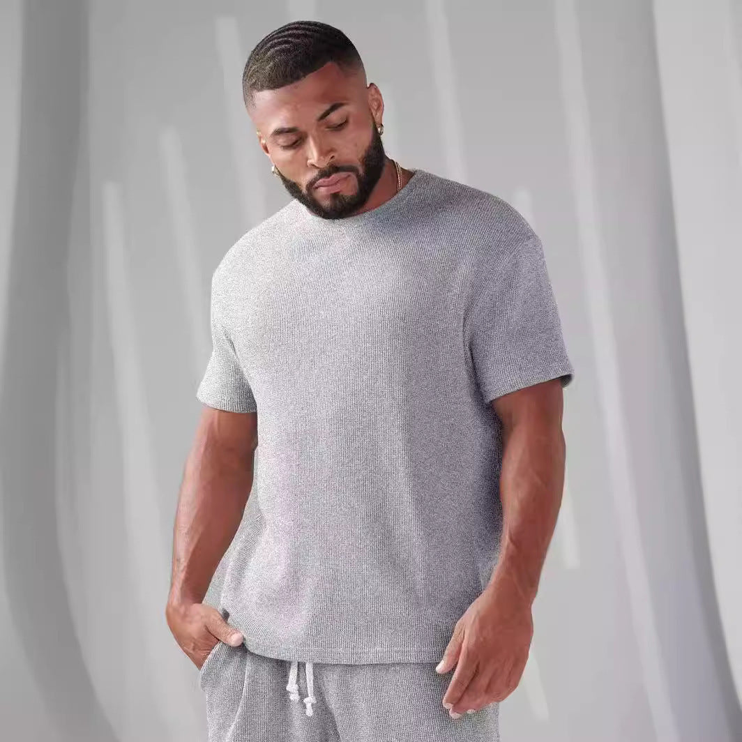 Sports Loose Cotton Fitness Short-sleeved Plaid Sports T-shirt